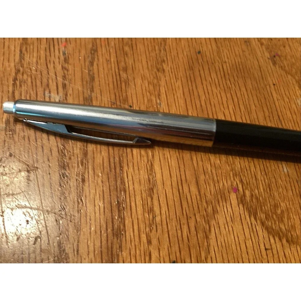 vintage sheaffer ballpoint pen click black/chrome trim clip with box